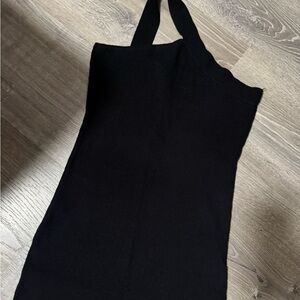 Forever 21 Black Ribbed Halter-Neck Midi Dress